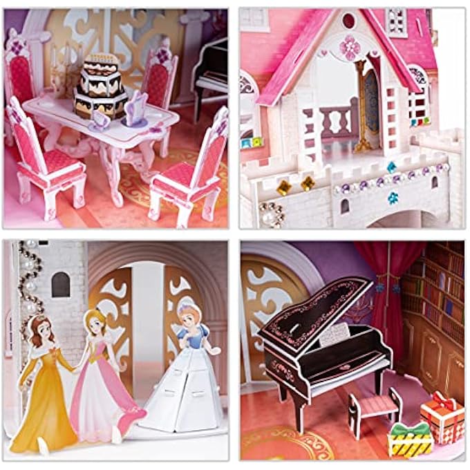 3D PUZZLE PRINCESS BIRTHDAY - DOLLHOUSE FOR GIRLS, 3D PUZZLES DOLLHOUSES FOR GIRLS, 95 PIECES, 524 GLASS STICKERS, 5 YEARS OR OLDER - Image 4